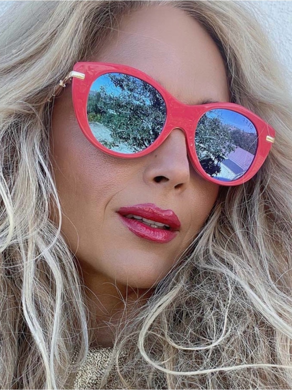 Diff Eyewear Luna Lovegood Red Frame Blue Lens Women's Sunglasses